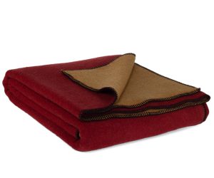 Merino wool blanket in red and yellow 200x220 cm | MoST