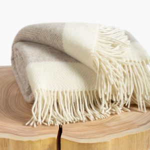 Herringbone Wool Throw Florence in beige | MoST
