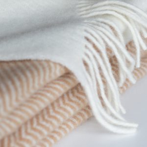 Herringbone Wool Throw Florence in beige | MoST