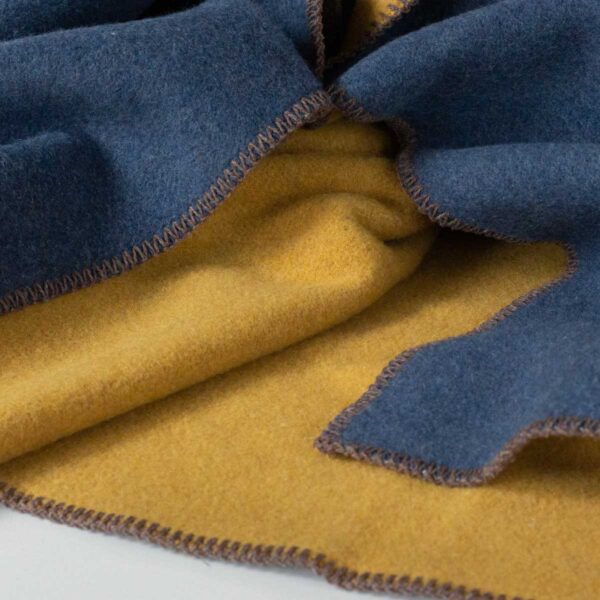 Merino wool blanket in blue and yellow | MoST