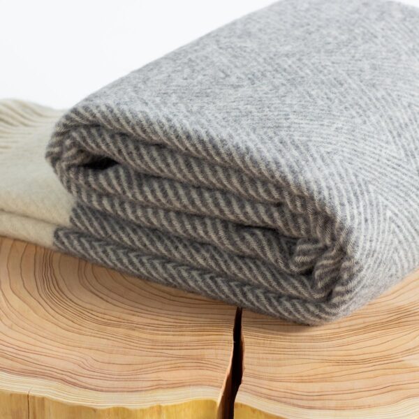 Herringbone Wool Throw Florence in grey | MoST