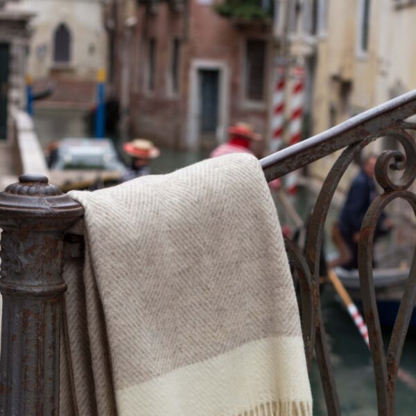 Herringbone Wool Throw Florence in taupe | MoST