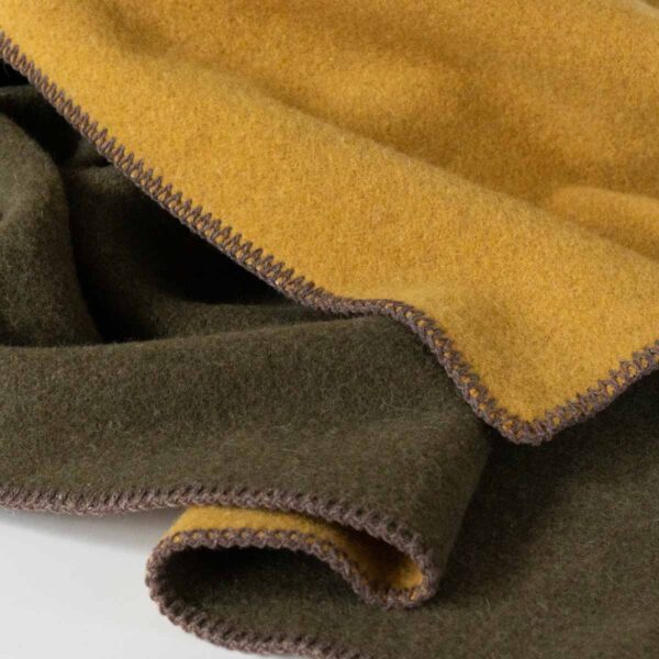 Merino wool blanket in green and yellow_ macro | MoST