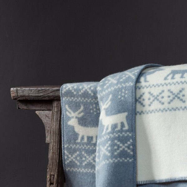 Merino Blanket Reindeer in blue | MoST