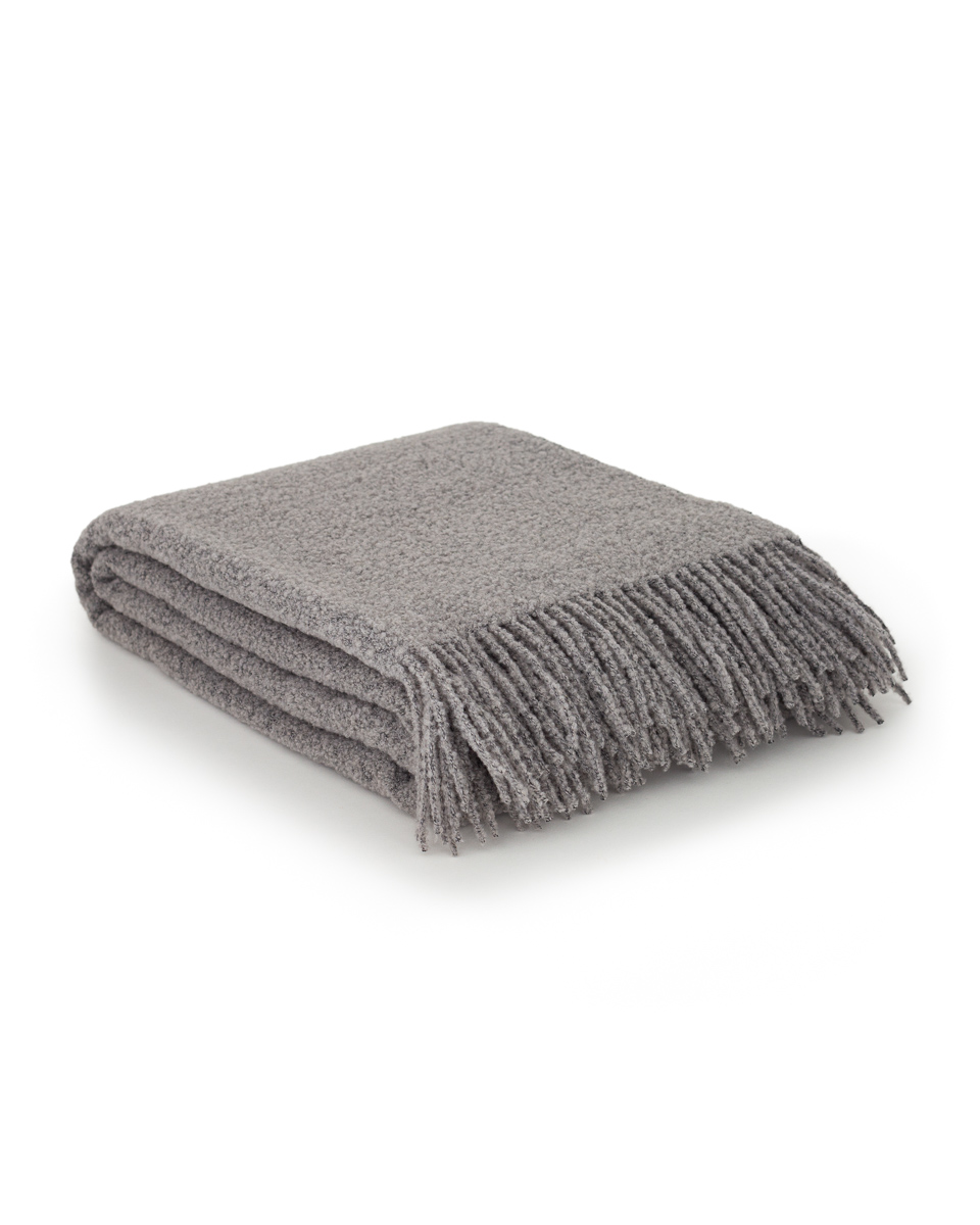 Wool bouclé throw blanket PARIS grey
