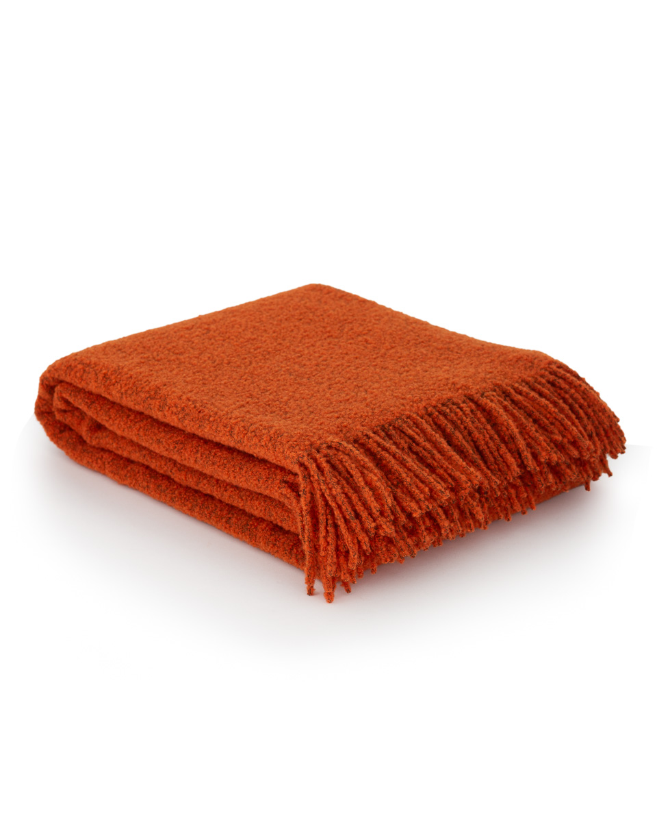 Wool bouclé throw blanket PARIS orange