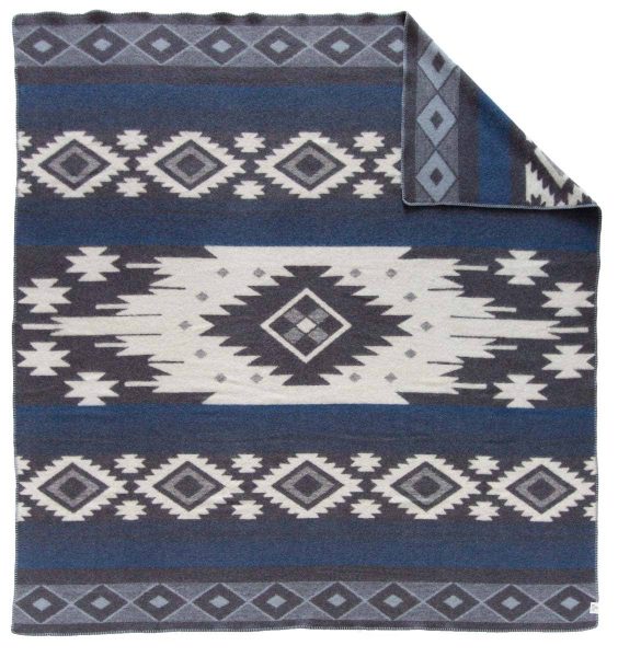 Wool bed Blanket TRIBE – double – blue