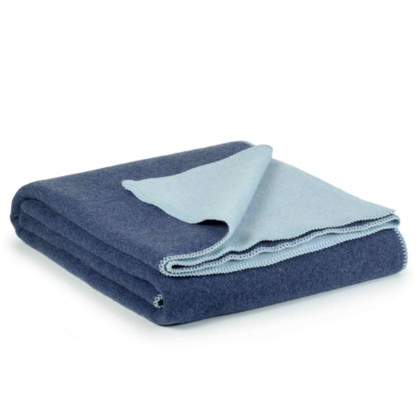 Merino wool bed blanket ATLANTIC – single – blue