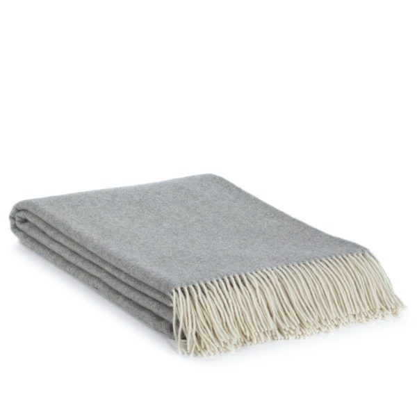 Merino/cashmere Throw Blanket MILANO – light grey