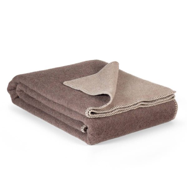 Merino wool bed blanket WOLVERINE  – double – beige/brown