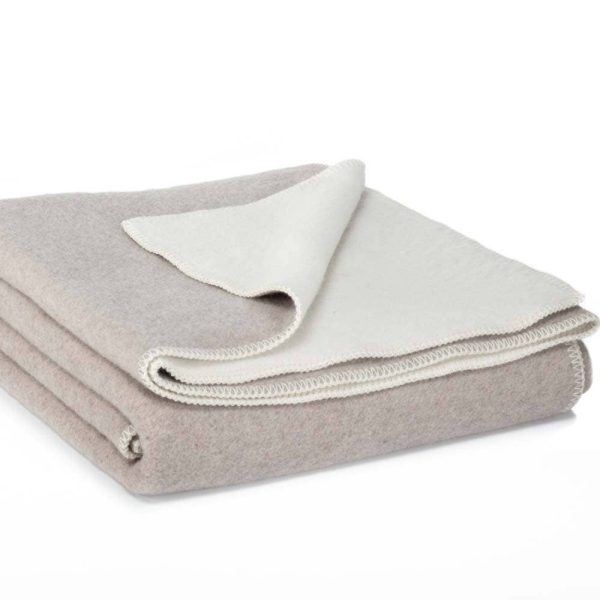 Merino wool bed blanket CASTLE WHITE  – double – white/beige