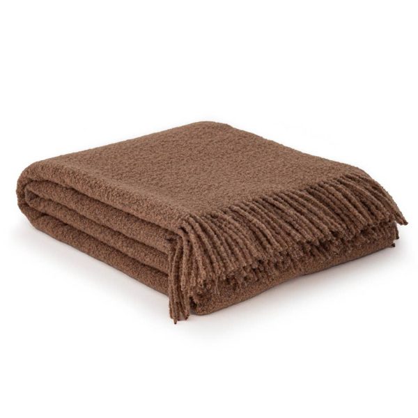 Wool bouclé throw blanket PARIS brown