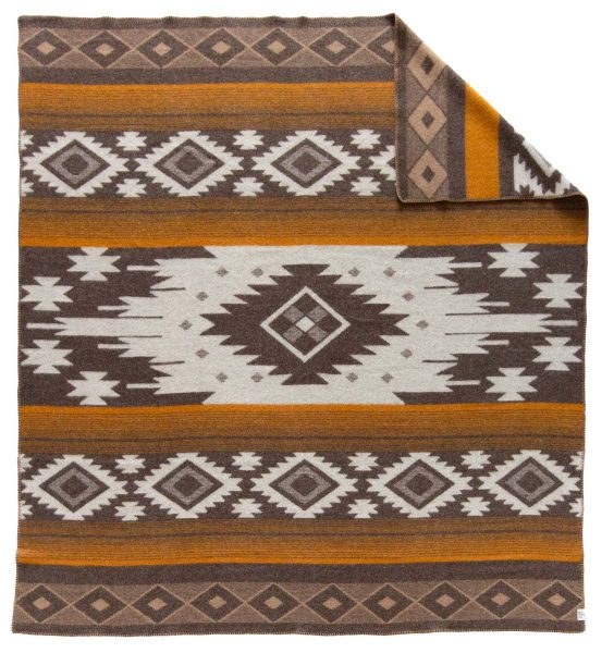 Wool bed Blanket TRIBE – double – bronze