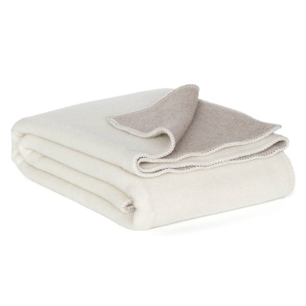 Merino wool bed blanket CASTLE WHITE – single – white/beige