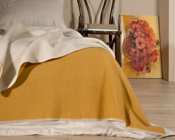 Wool bed Blanket MISTED YELLOW – double