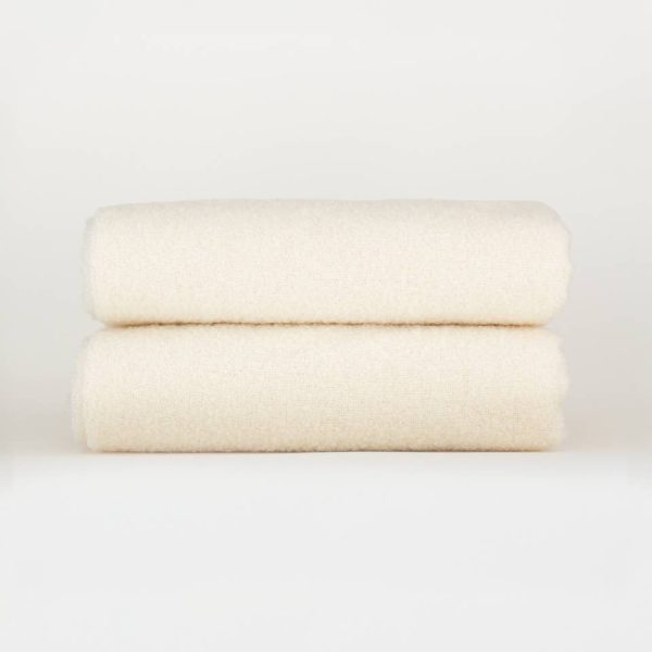 Wool bouclé throw blanket PARIS white