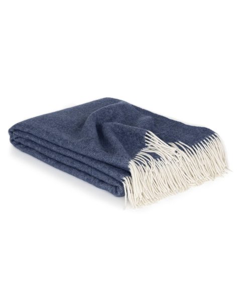 Merino/cashmere Throw Blanket MILANO – dark blue