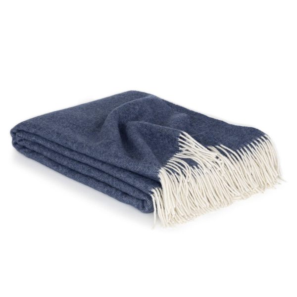 Merino/cashmere Throw Blanket MILANO – dark blue