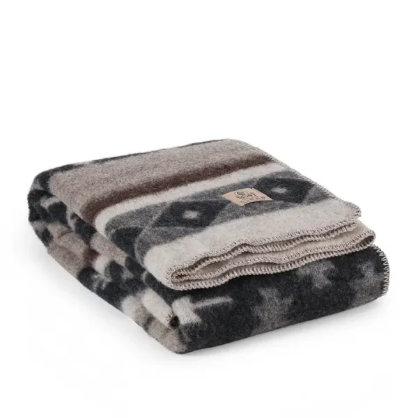 Wool bed Blanket TRIBE – single – beige