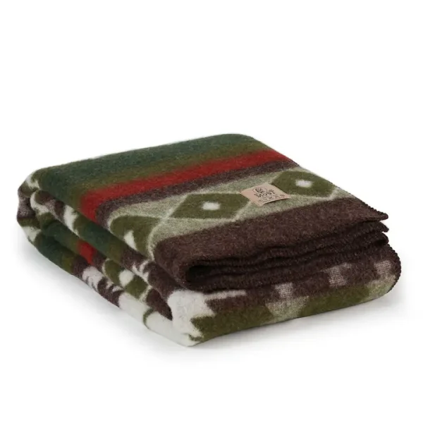 Wool bed Blanket TRIBE – single – green