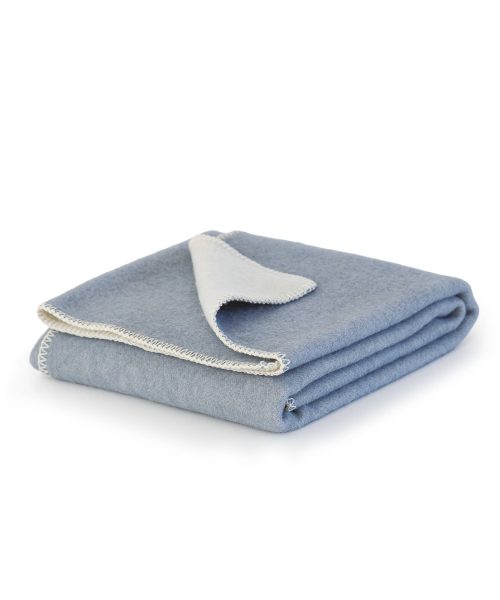 Wool crib blanket BLUE FOG – 100 x 140 cm