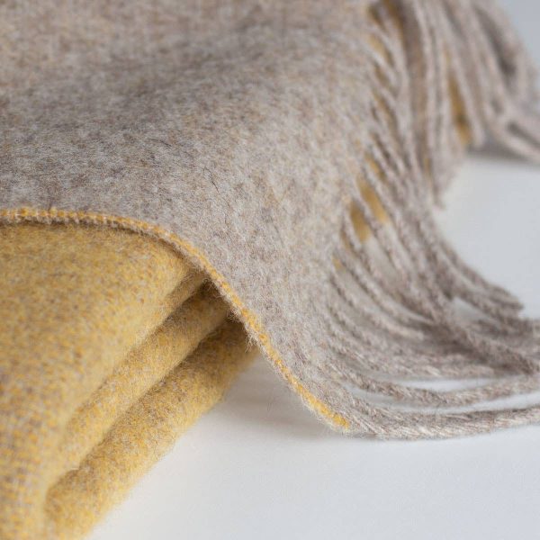 Wool Throw Blanket HONEY MUSTARD