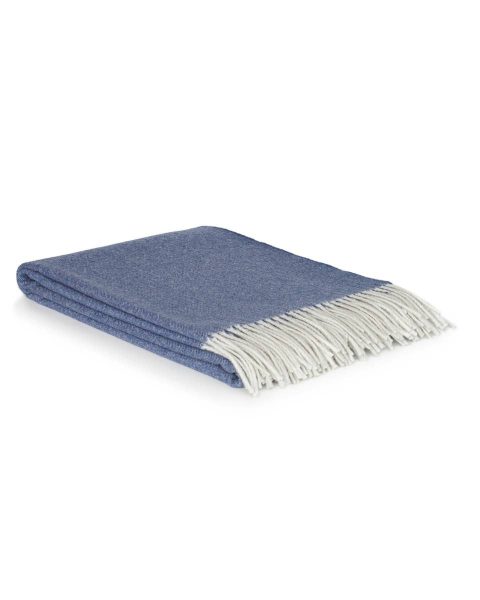 Luxury Cashmere & Merino wool throw blanket TIBET blue