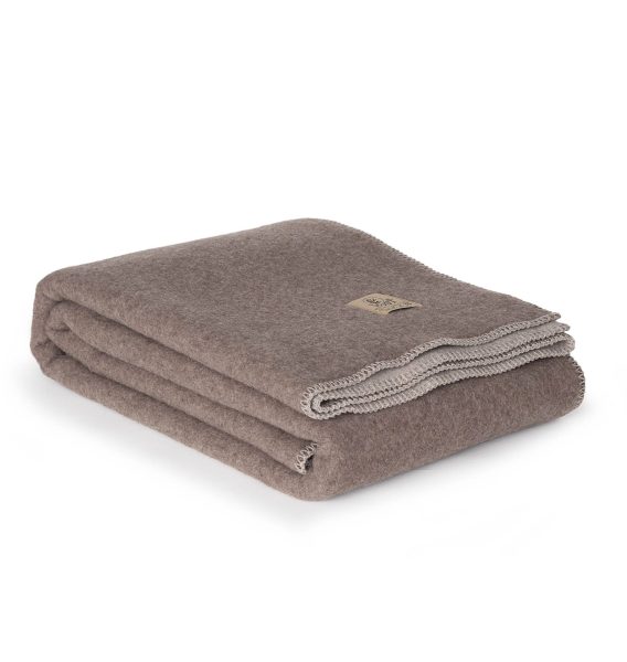 Merino wool bed blanket WOLVERINE – double – beige & brown