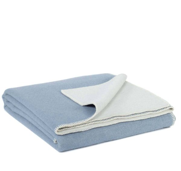 Wool bed blanket BLUE FOG – double