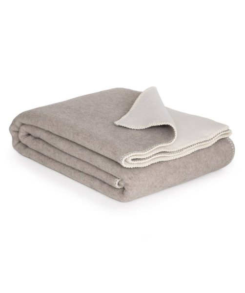 Merino wool bed blanket CASTLE WHITE – single, white &beige