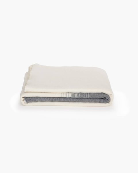 Soft Cashmere & Merino wool bed blanket IVORY MIST double