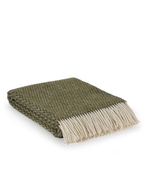 Wool throw blanket BONBON olive