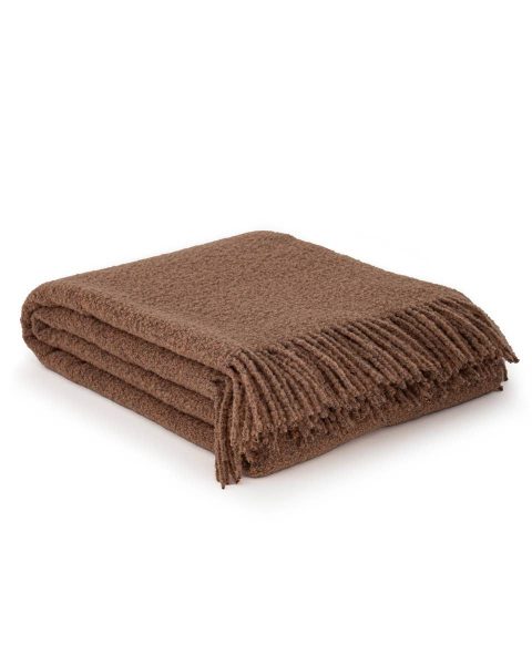 Wool bouclé throw blanket PARIS brown