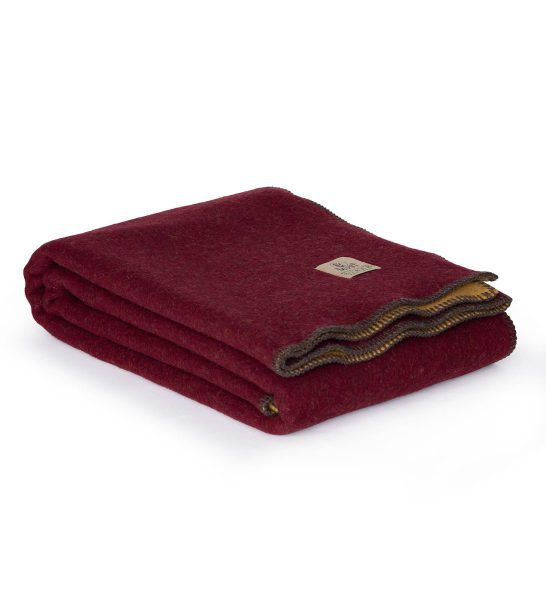Merino wool bed blanket WINE & HONEY – single – red & yellow