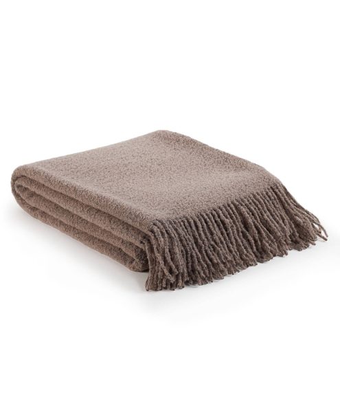 Wool bouclé throw blanket PARIS cappuccino