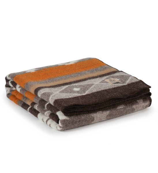Wool bed blanket TRIBE – double – bronze