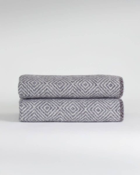 Wool throw blanket VENEZIA Grey