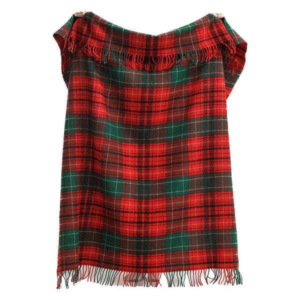 Wool throw blanket TARTAN NOEL – red & green
