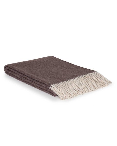 Luxury Cashmere & Merino wool throw blanket TIBET brown