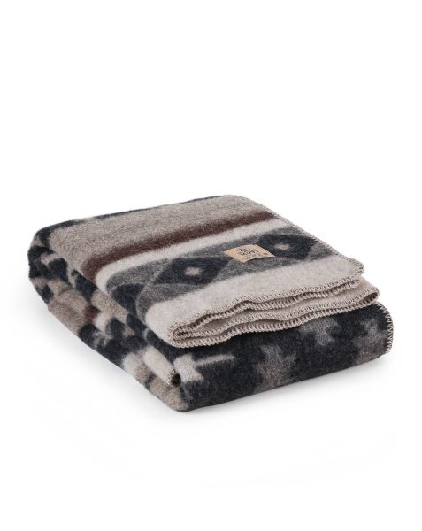 Wool bed blanket TRIBE – single – beige