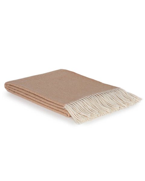 Luxury Cashmere & Merino wool throw blanket TIBET beige