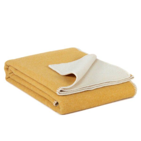 Wool bed blanket MISTED YELLOW – single