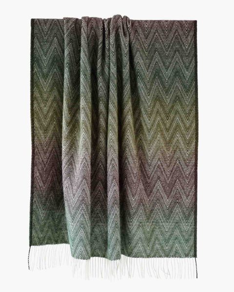 Wool throw blanket MANORIA Foresta – multi-colored green