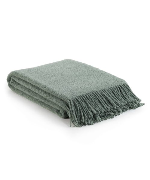 Wool bouclé throw blanket PARIS jager green