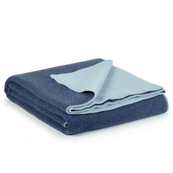 Merino wool bed blanket ATLANTIC – double – blue
