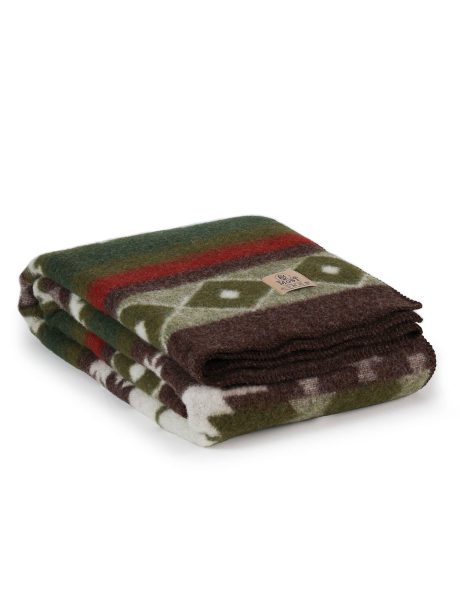 Wool bed blanket TRIBE – single – green