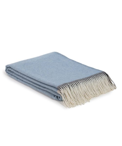 Soft Cashmere , Merino wool throw blanket MILANO blue