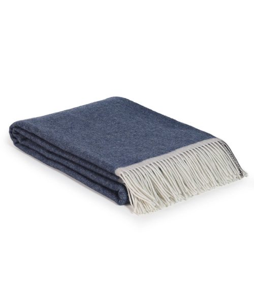 Soft Cashmere , Merino wool throw blanket MILANO dark blue