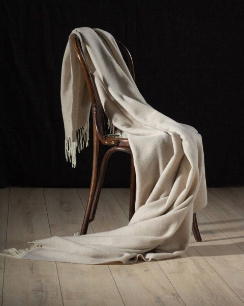 Soft Cashmere , Merino wool throw blanket MILANO beige
