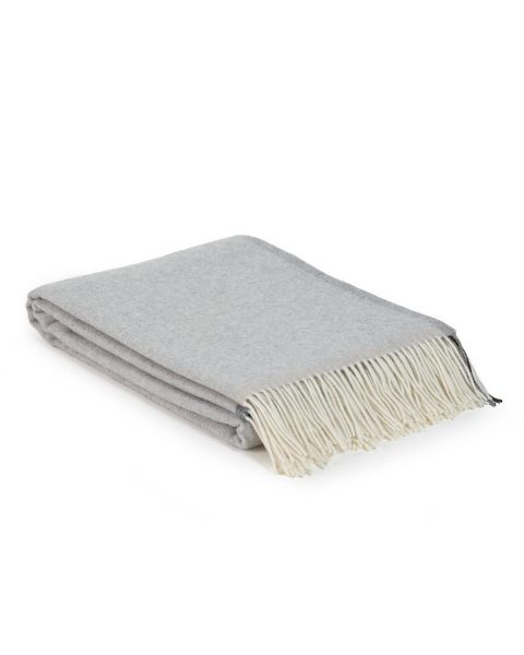 Soft Cashmere , Merino wool throw blanket MILANO light grey